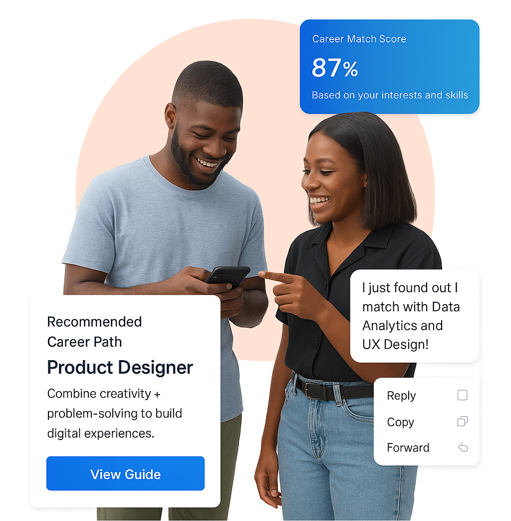 Students exploring career paths with Cubbes Career Compass